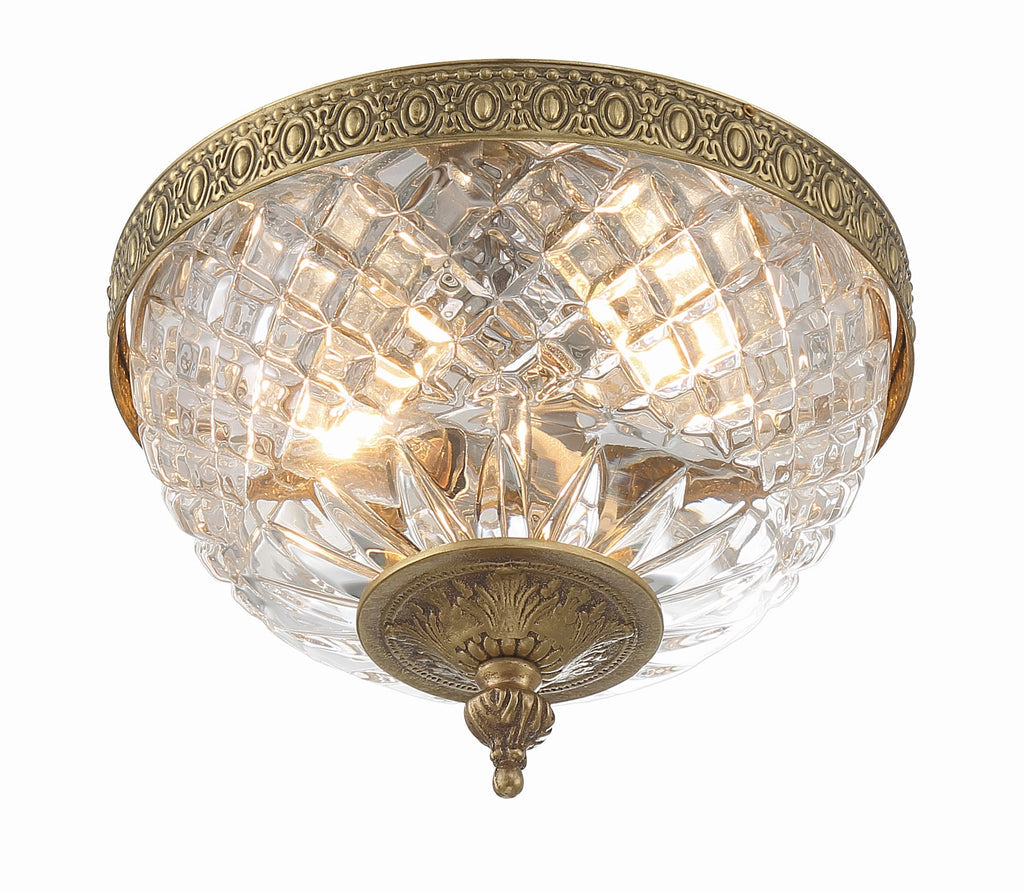 Crystorama Crystorama Crystorama 2 Light Olde Brass Crystal Flush Mount