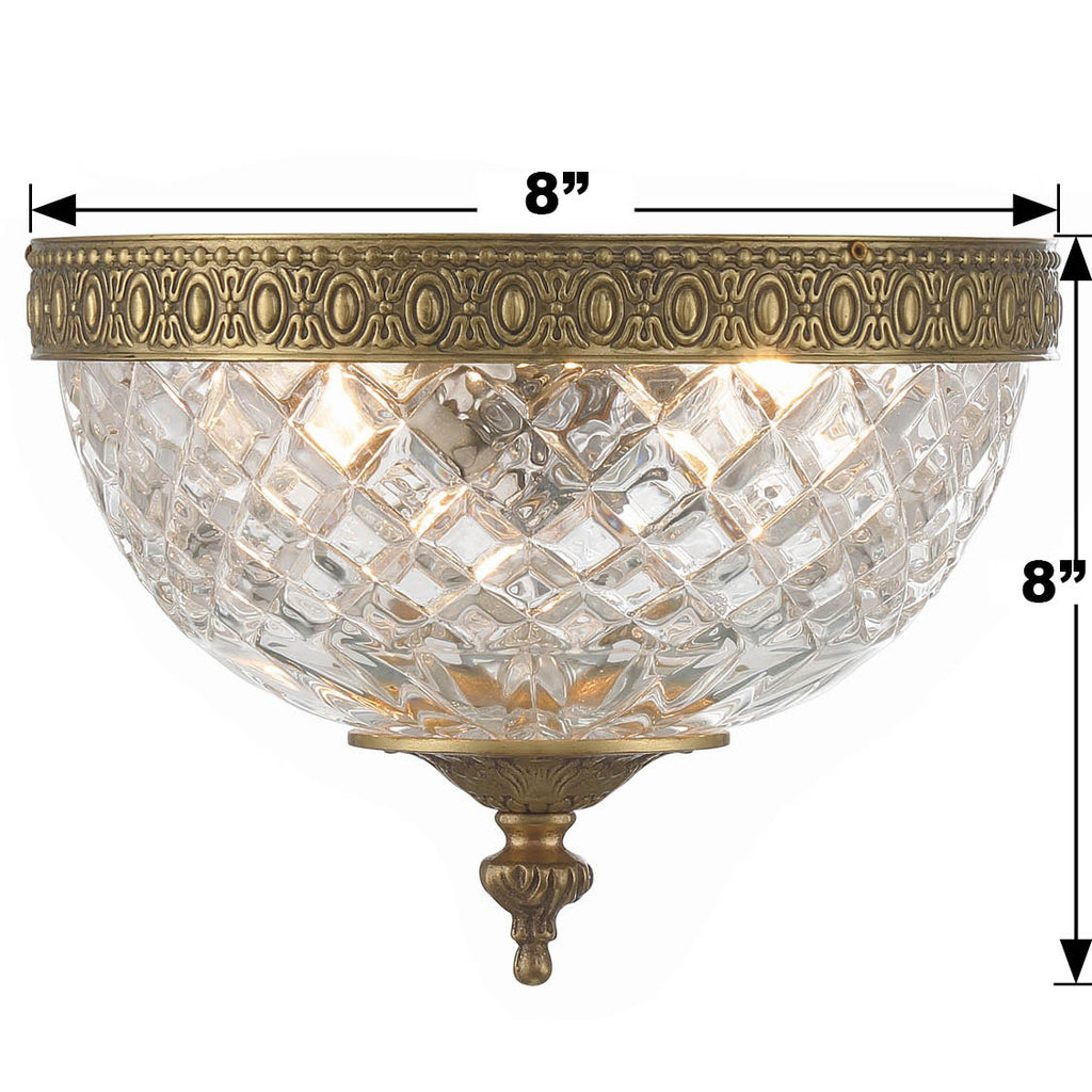 Crystorama Crystorama Crystorama 2 Light Olde Brass Crystal Flush Mount