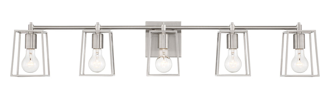 ##Antique Hardware## Dunn 5 Light Vanity in Brushed Polished Nickel