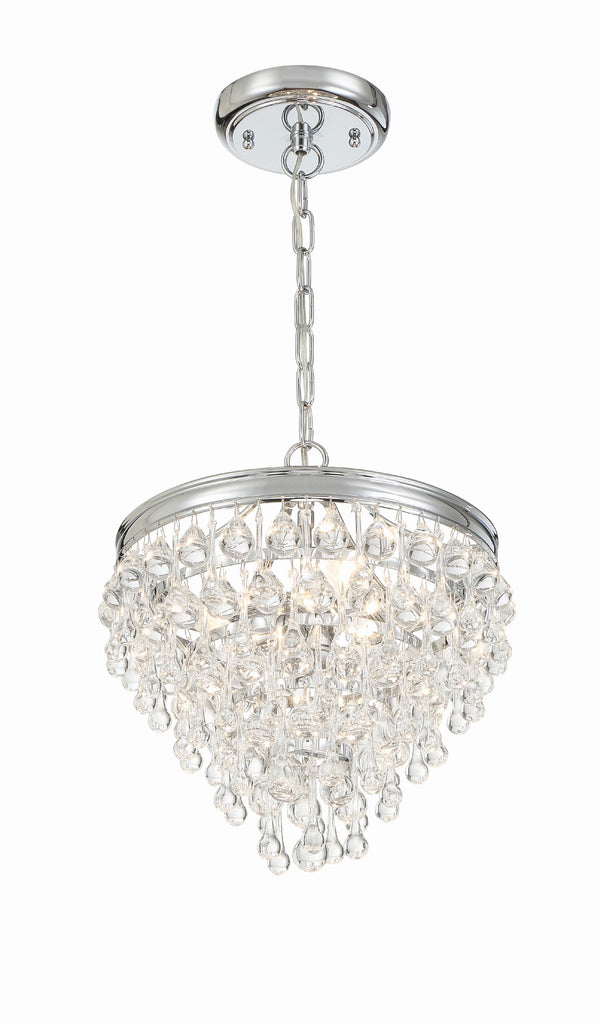 Calypso 3 Light Crystal Teardrop Polished Chrome Mini Chandelier Crystorama