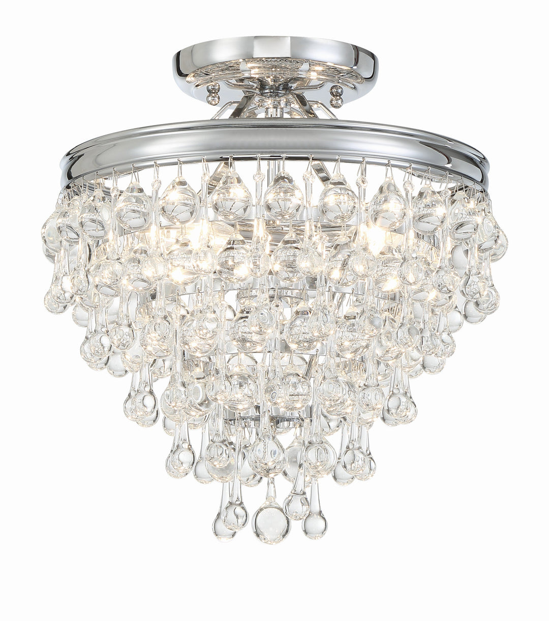 Crystorama Crystorama Calypso 3 Light Crystal Teardrop Polished Chrome Semi Flush Mount