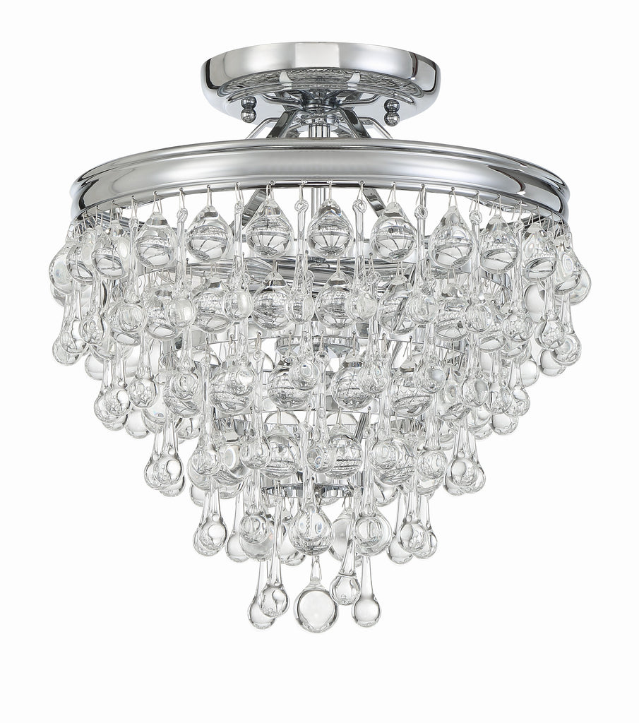 Crystorama Crystorama Calypso 3 Light Crystal Teardrop Polished Chrome Semi Flush Mount