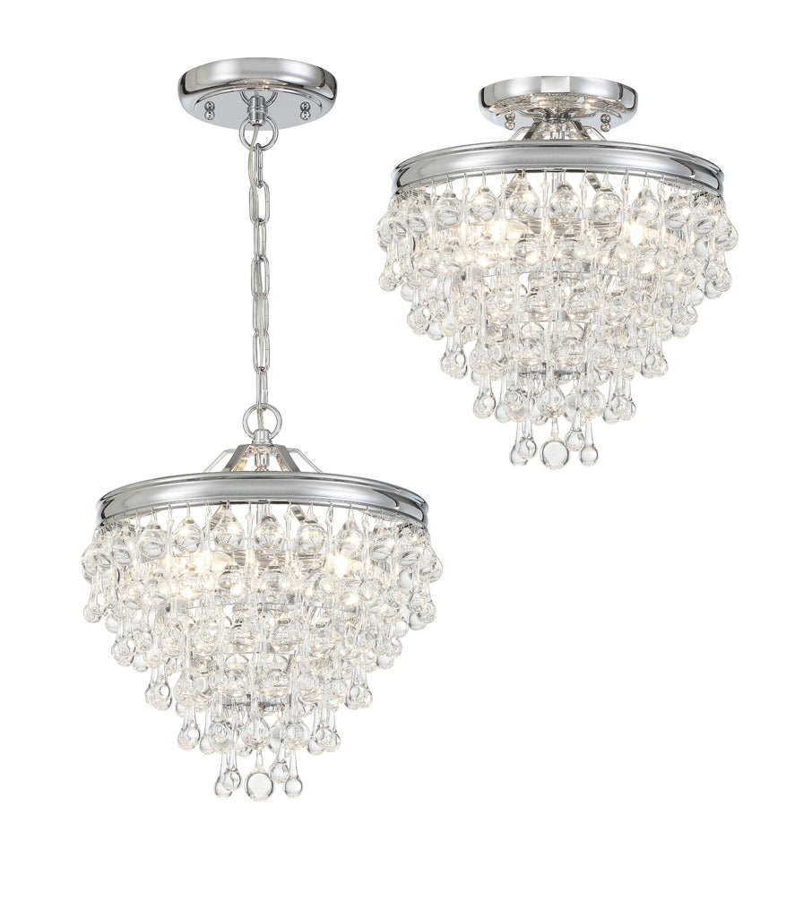 Crystorama Crystorama Calypso 3 Light Crystal Teardrop Polished Chrome Semi Flush Mount