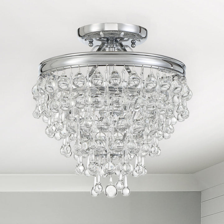 Crystorama Crystorama Calypso 3 Light Crystal Teardrop Polished Chrome Semi Flush Mount