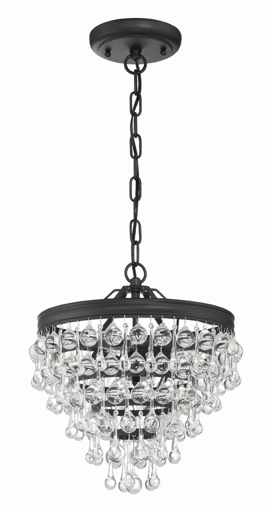 Calypso 3 Light Matte Black Mini Chandelier Crystorama