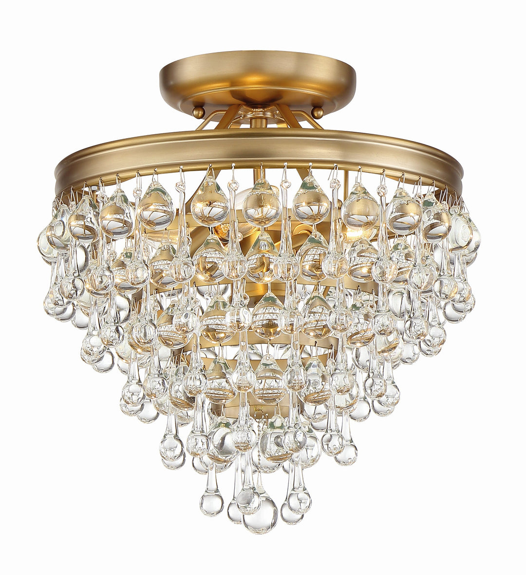 Crystorama Crystorama Calypso 3 Light Crystal Teardrop Vibrant Gold Semi Flush Mount