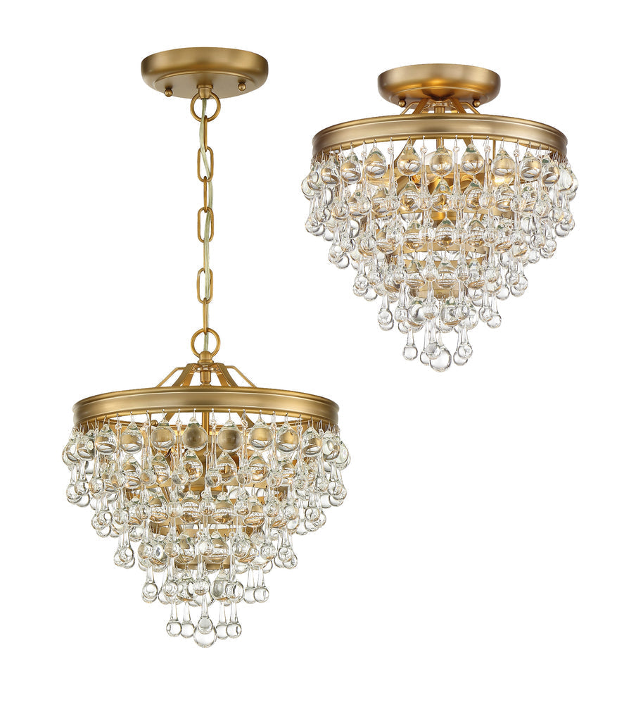 Crystorama Crystorama Calypso 3 Light Crystal Teardrop Vibrant Gold Semi Flush Mount