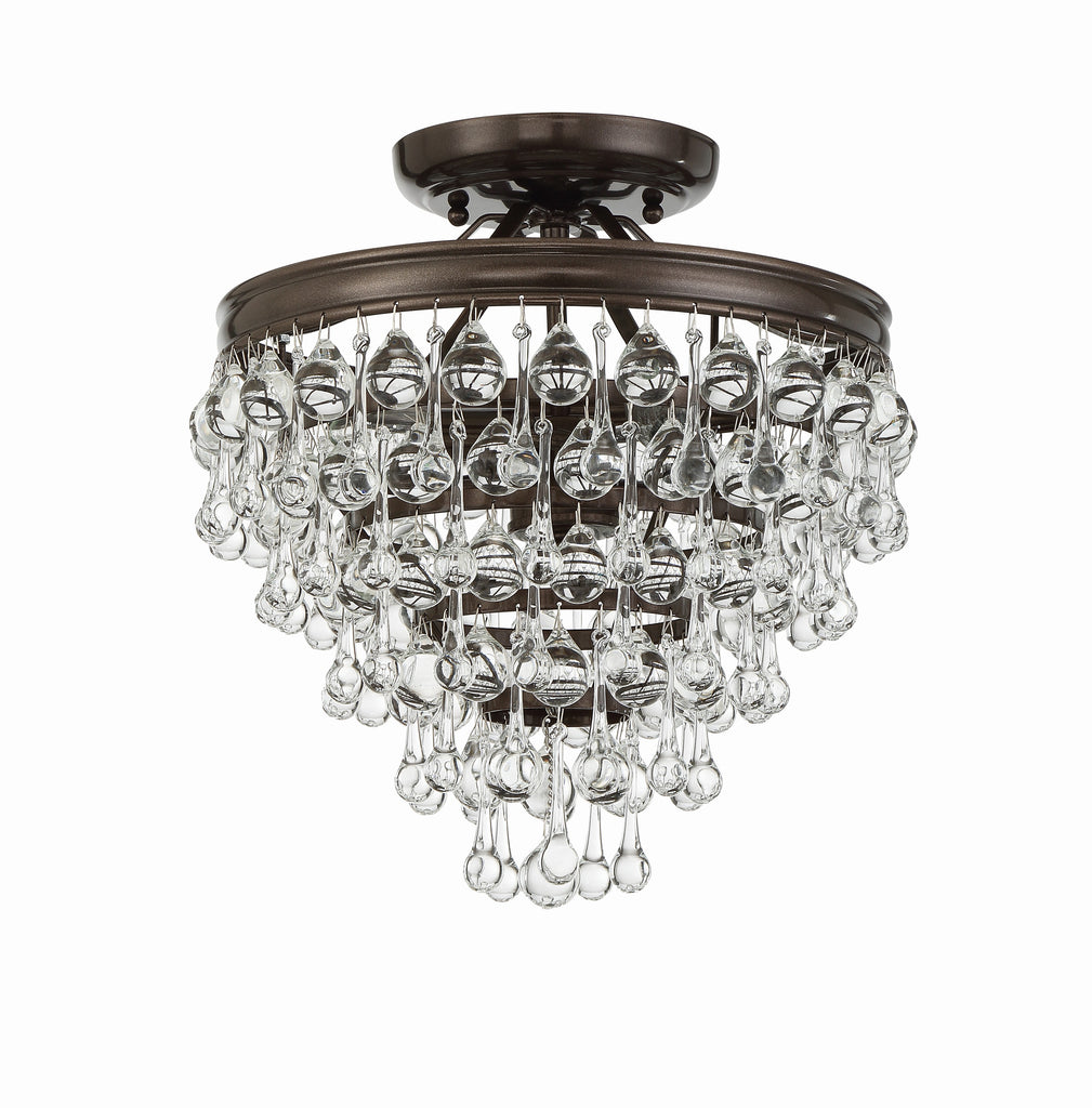 Crystorama Crystorama Calypso 3 Light Crystal Teardrop Vibrant Bronze Semi Flush Mount