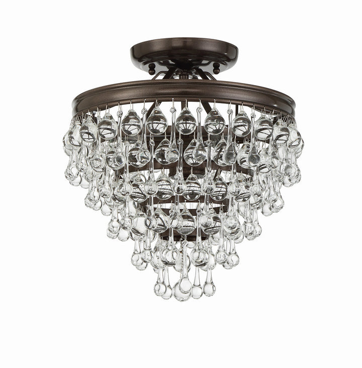 Crystorama Crystorama Calypso 3 Light Crystal Teardrop Vibrant Bronze Semi Flush Mount