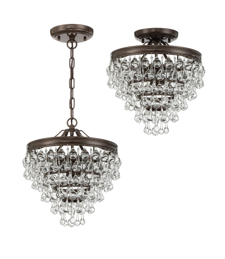 Crystorama Crystorama Calypso 3 Light Crystal Teardrop Vibrant Bronze Semi Flush Mount