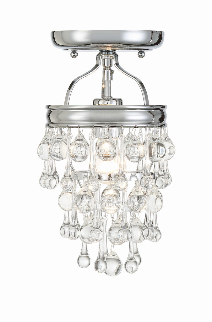 Crystorama Crystorama Calypso 1 Light Crystal Teardrop Polished Chrome Semi Flush Mount