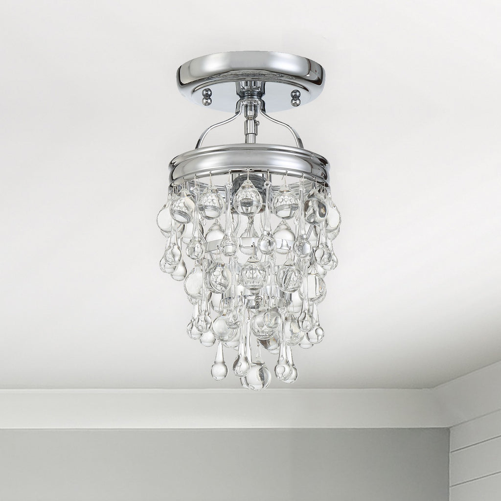 Crystorama Crystorama Calypso 1 Light Crystal Teardrop Polished Chrome Semi Flush Mount