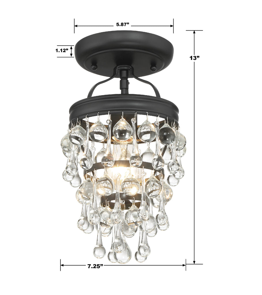 Crystorama Crystorama Calypso 1 Light Matte Black Semi Flush Mount