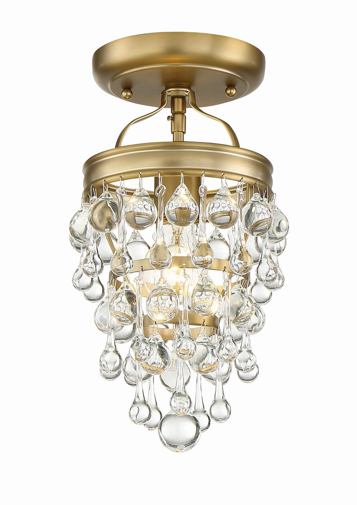 Crystorama Crystorama Calypso 1 Light Crystal Teardrop Vibrant Gold Semi Flush Mount