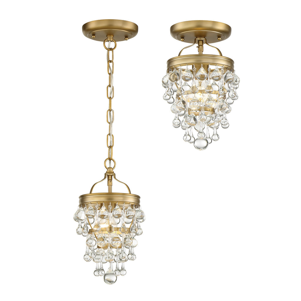 Crystorama Crystorama Calypso 1 Light Crystal Teardrop Vibrant Gold Semi Flush Mount