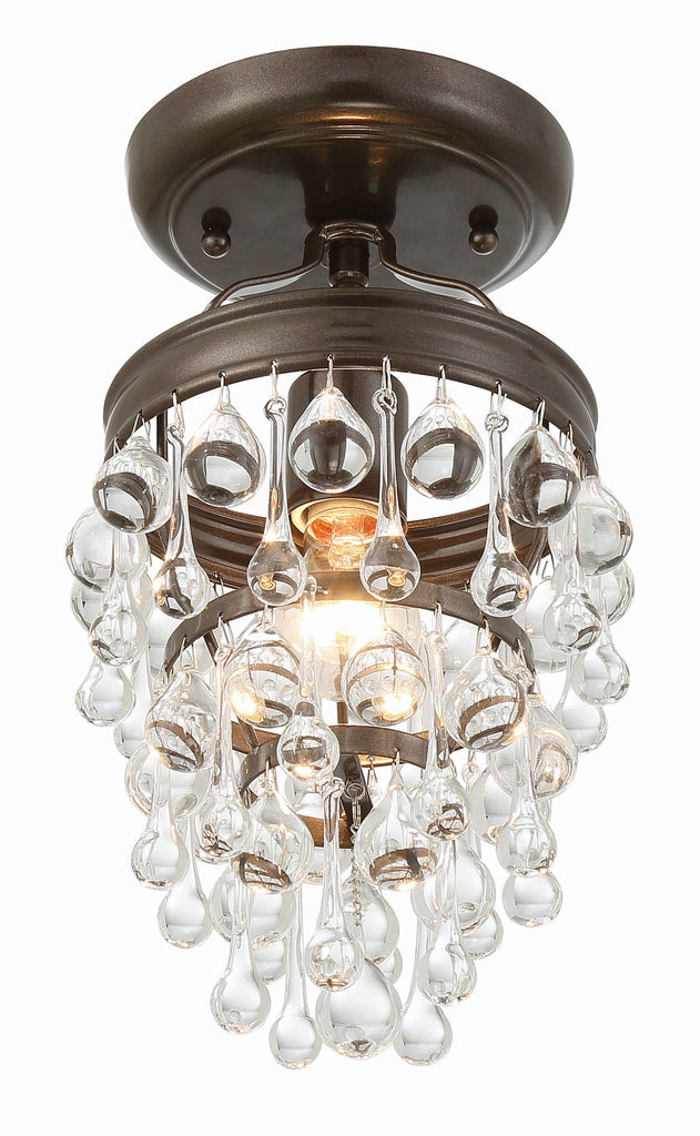 Crystorama Crystorama Calypso 1 Light Crystal Teardrop Vibrant Bronze Semi Flush Mount