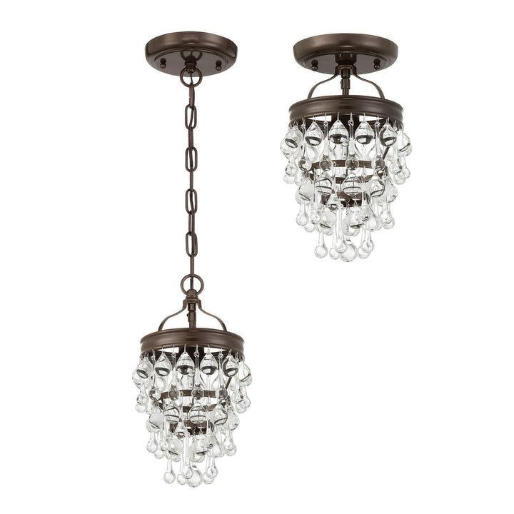 Crystorama Crystorama Calypso 1 Light Crystal Teardrop Vibrant Bronze Semi Flush Mount