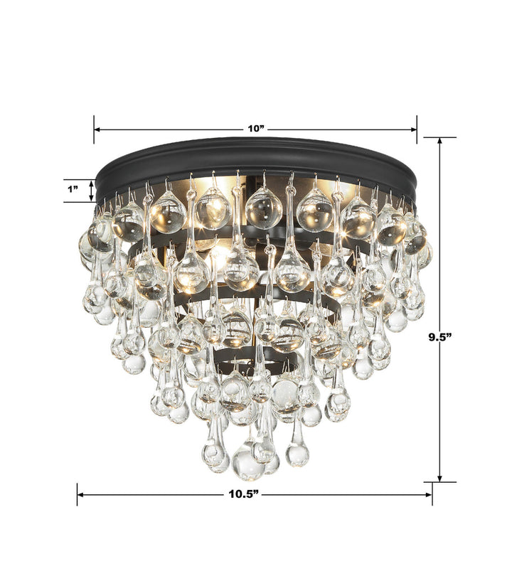 Crystorama Crystorama Calypso 3 Light Matte Black Flush Mount