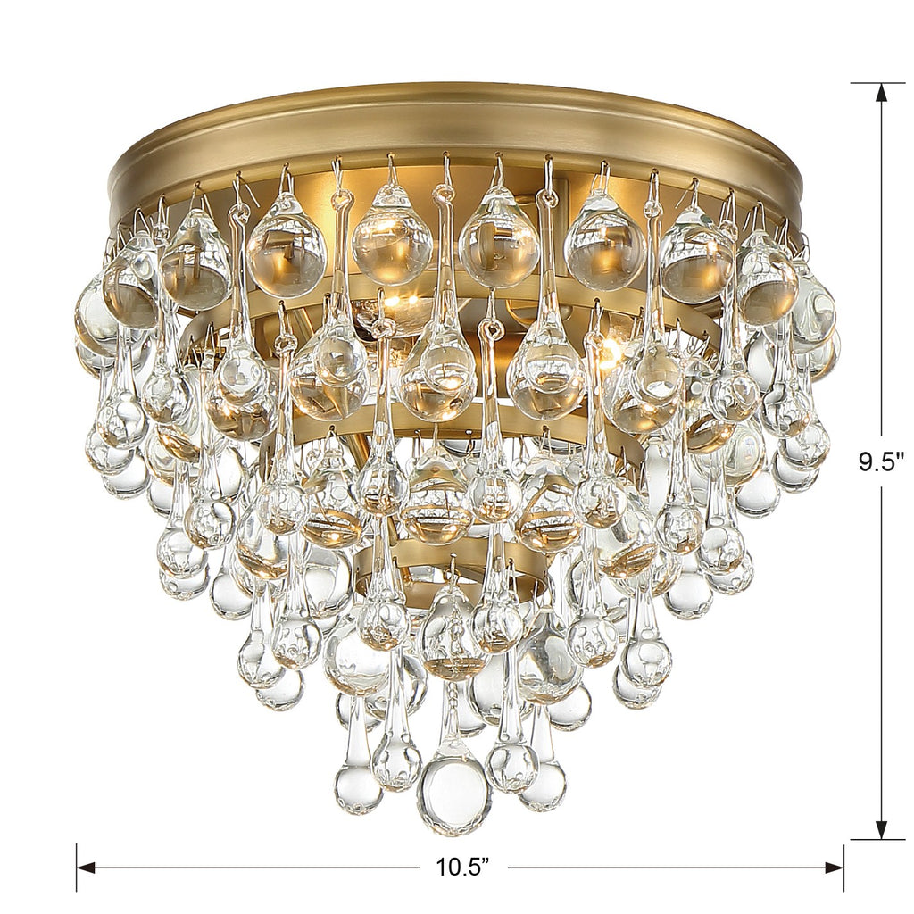 Crystorama Crystorama Calypso 3 Light Crystal Teardrop Vibrant Gold Flush Mount