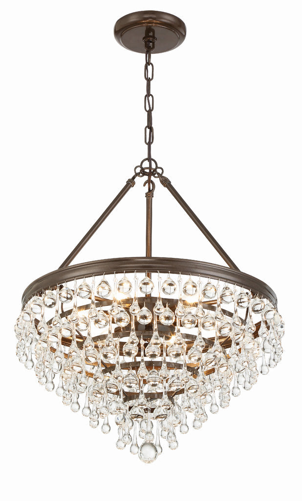 Calypso 6 Light Crystal Teardrop Vibrant Bronze Chandelier Crystorama