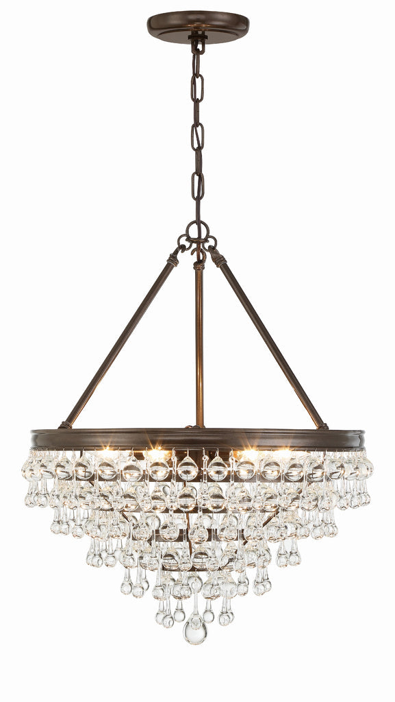 Calypso 6 Light Crystal Teardrop Vibrant Bronze Chandelier Crystorama