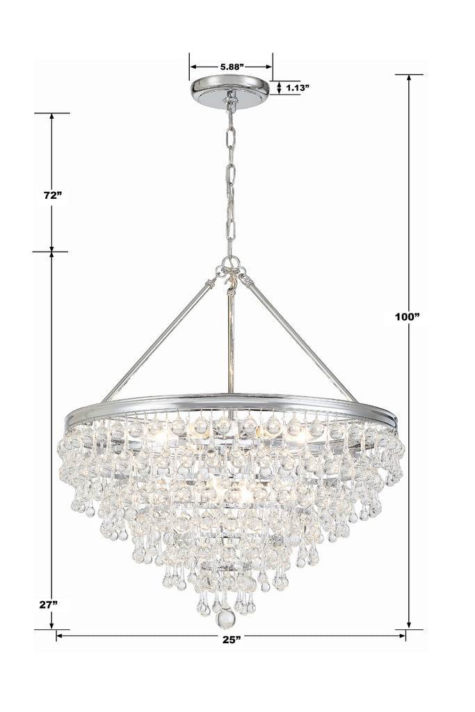 Calypso 8 Light Crystal Teardrop Polished Chrome Chandelier Crystorama