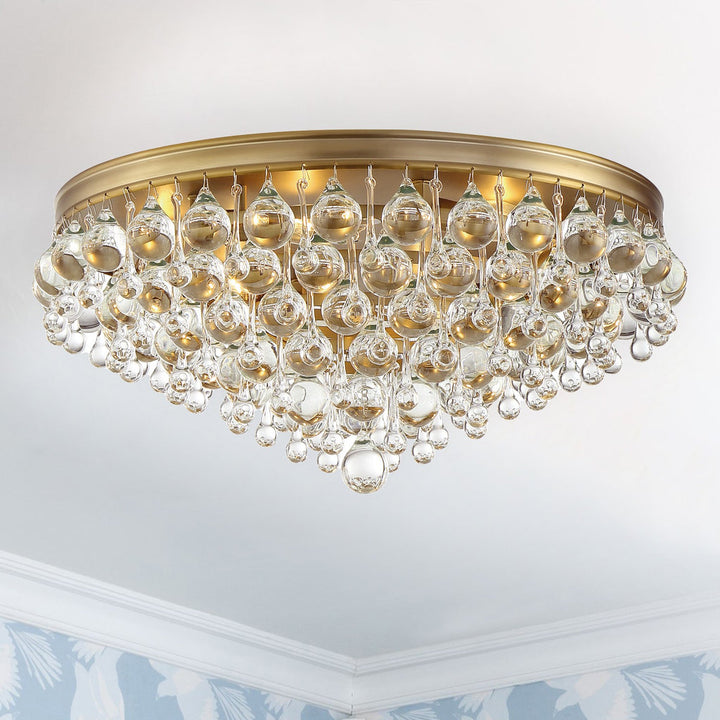 Crystorama Crystorama Calypso 6 Light Crystal Teardrop Vibrant Gold Flush Mount