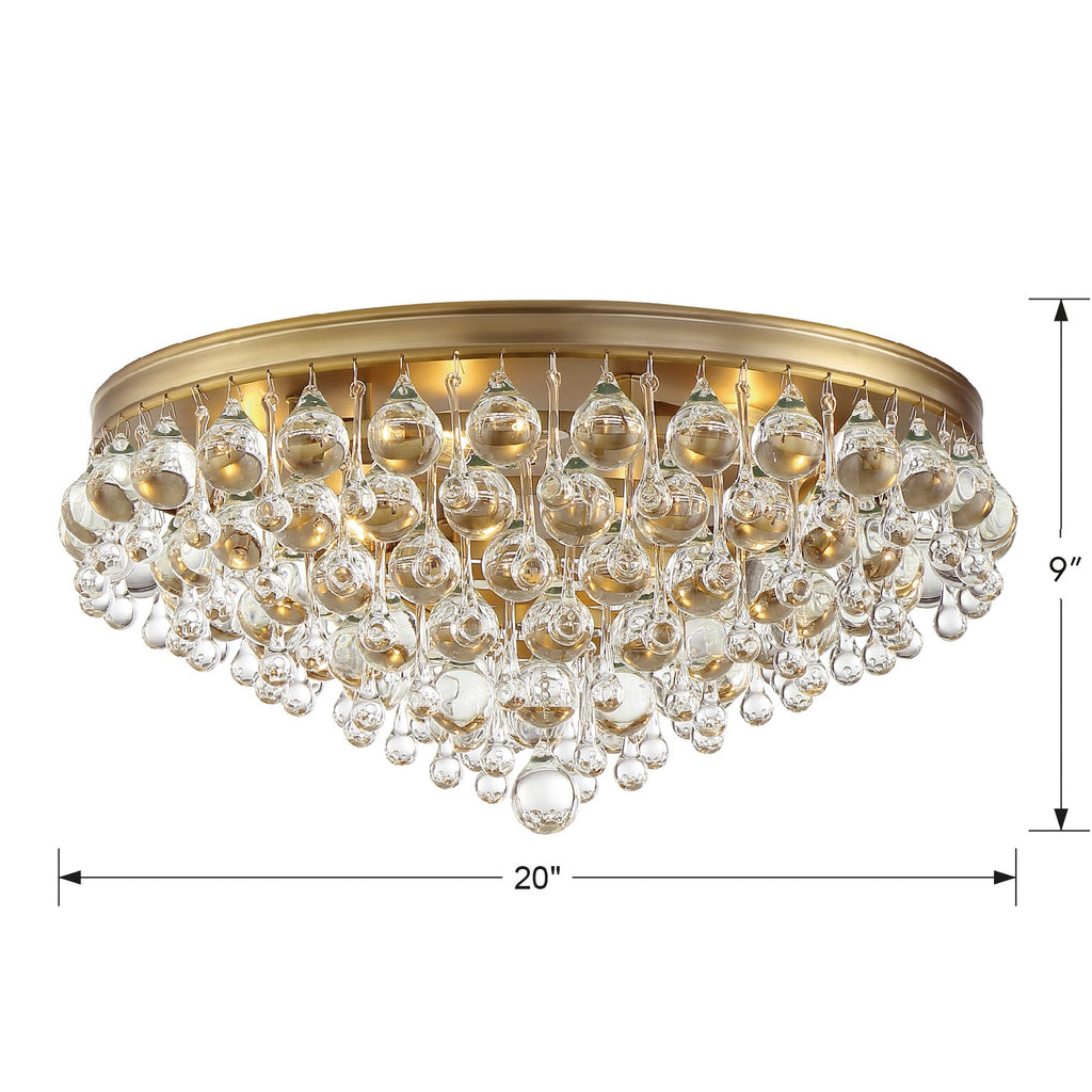 Crystorama Crystorama Calypso 6 Light Crystal Teardrop Vibrant Gold Flush Mount