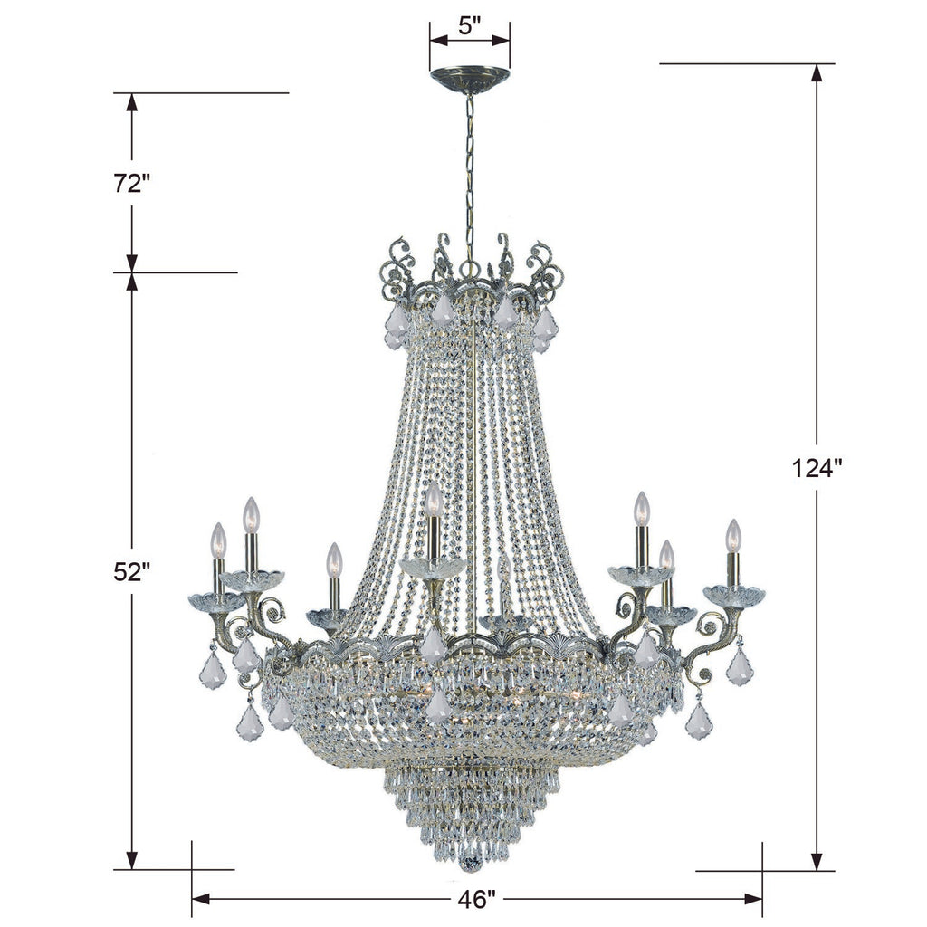 Majestic 20 Light Hand Cut Crystal Historic Brass Chandelier Crystorama