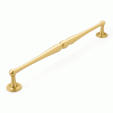 SCHAUB 15 3/4 Inch (15 Inch c-c) Atherton Plain Footplate Pull (Satin Brass Finish)