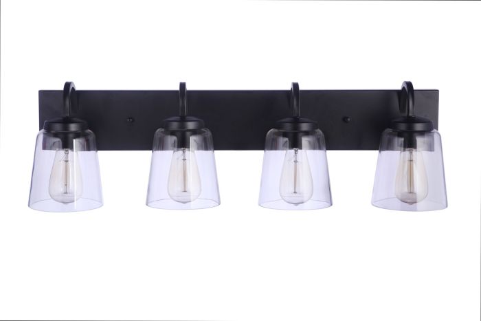 Antique Hardware Elsa 4 Light Vanity in Flat Black Bath and Vanity