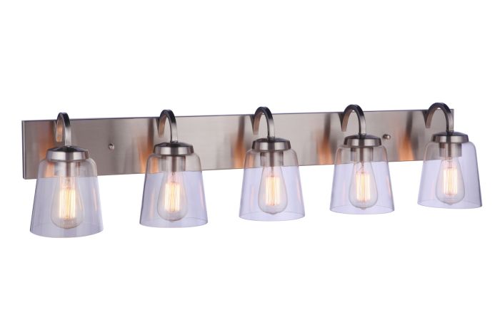 Antique Hardware Elsa 5 Light Vanity in Brushed Polished Nickel Bath and Vanity