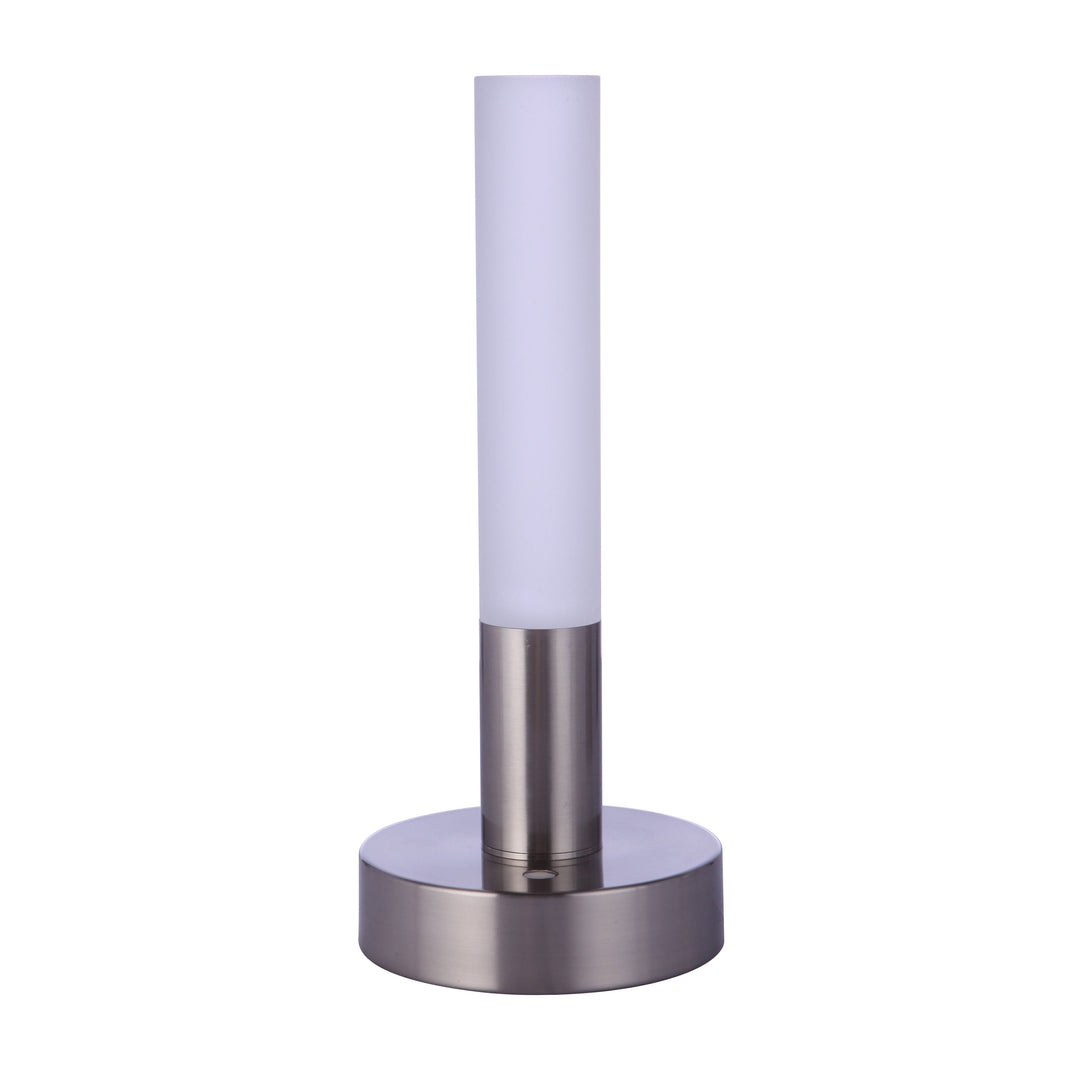 CRAFTMADE Indoor Rechargeable Dimmable LED Cylinder Portable Lamp in Brushed Polished Nickel