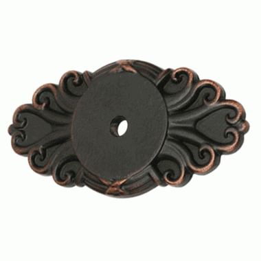 EMTEK 2 1/2 Inch Ribbon & Reed Back Plate For Cabinet Knob (Oil Rubbed Bronze Finish)