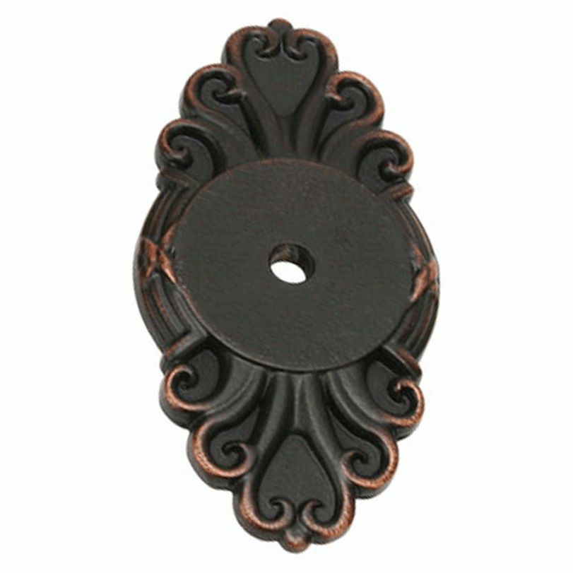 EMTEK 2 1/2 Inch Ribbon & Reed Back Plate For Cabinet Knob (Oil Rubbed Bronze Finish)