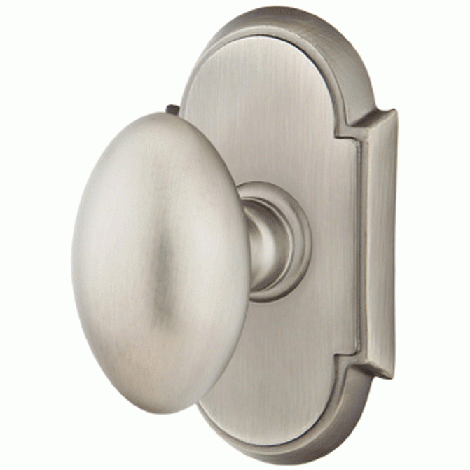 EMTEK Solid Brass Egg Door Knob Set With # 8 Rosette