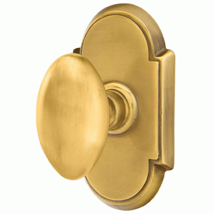 EMTEK Solid Brass Egg Door Knob Set With # 8 Rosette