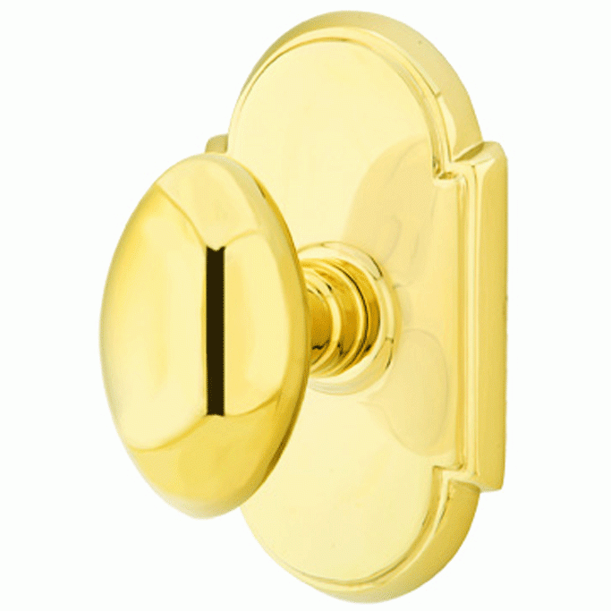 EMTEK Solid Brass Egg Door Knob Set With # 8 Rosette