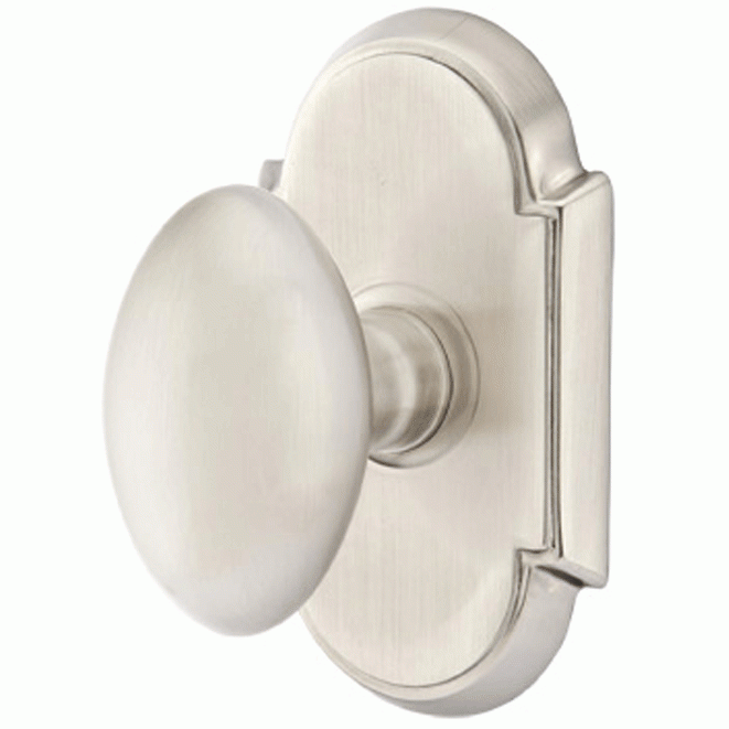 EMTEK Solid Brass Egg Door Knob Set With # 8 Rosette