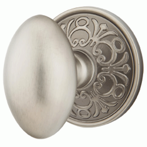 EMTEK Solid Brass Egg Door Knob Set With Lancaster Rosette