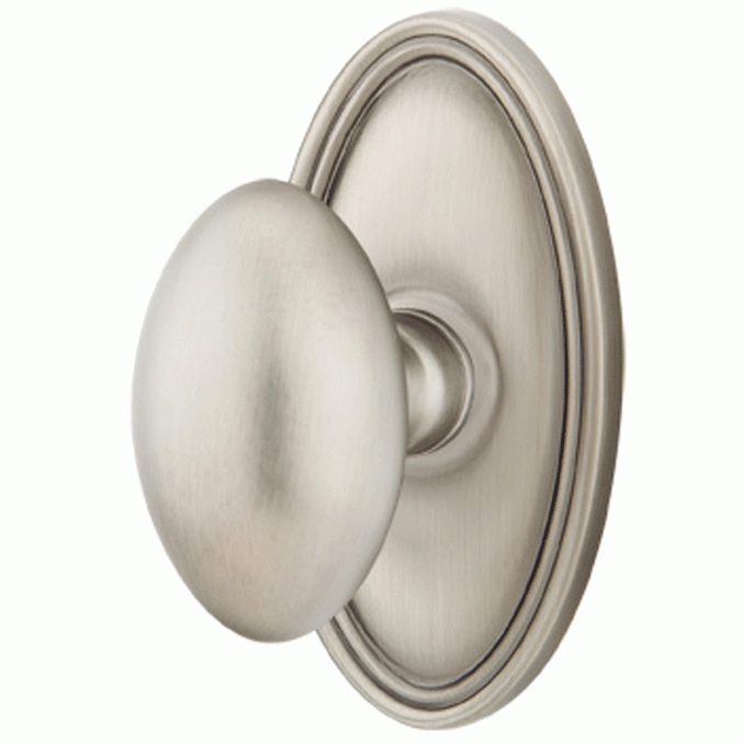 EMTEK Emtek Solid Brass Egg Door Knob Set With Oval Rosette