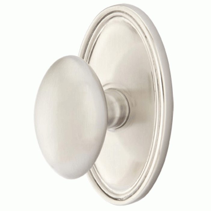 EMTEK Emtek Solid Brass Egg Door Knob Set With Oval Rosette