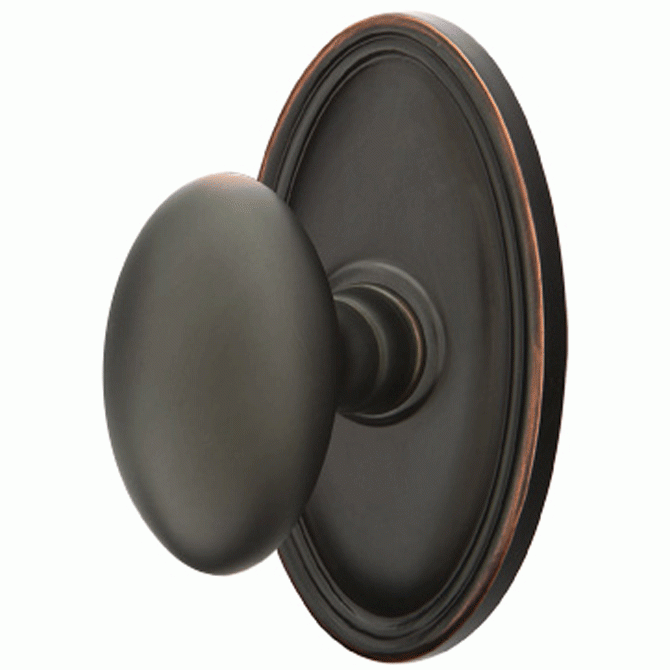 EMTEK Emtek Solid Brass Egg Door Knob Set With Oval Rosette