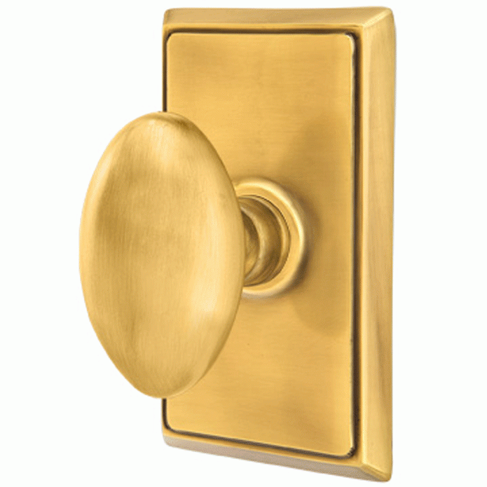 EMTEK Emtek Solid Brass Egg Door Knob Set With Rectangular Rosette