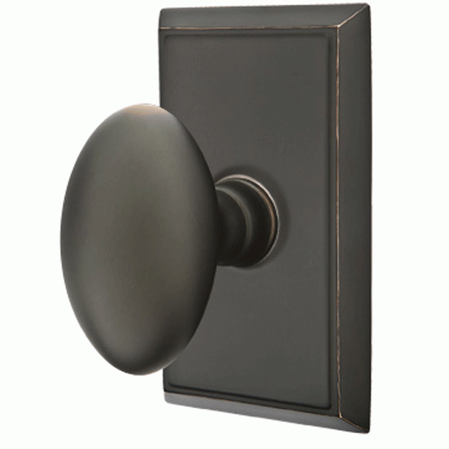 EMTEK Emtek Solid Brass Egg Door Knob Set With Rectangular Rosette