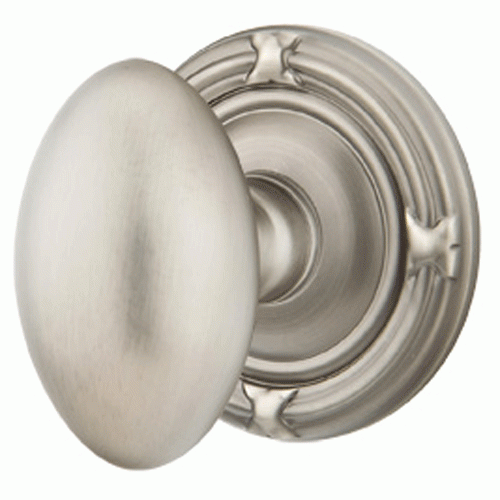 EMTEK Solid Brass Egg Door Knob Set With Ribbon & Reed Rosette