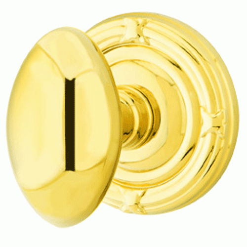 EMTEK Solid Brass Egg Door Knob Set With Ribbon & Reed Rosette