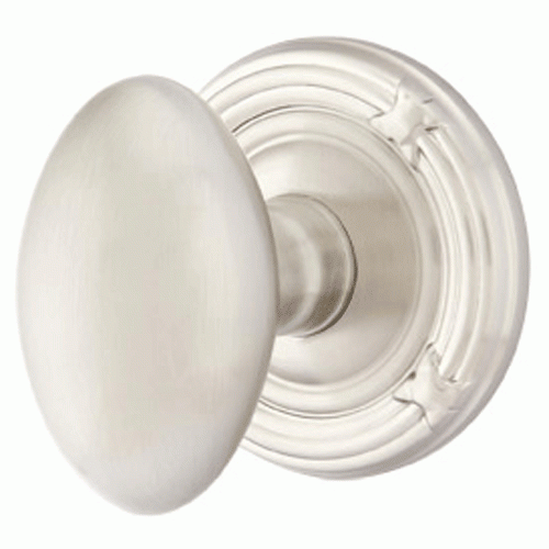 EMTEK Solid Brass Egg Door Knob Set With Ribbon & Reed Rosette