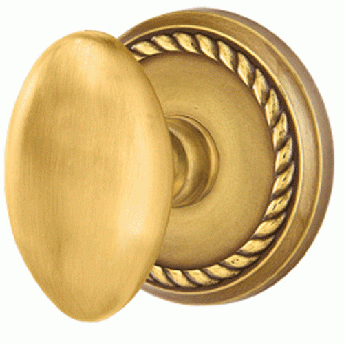 EMTEK Solid Brass Egg Door Knob Set With Rope Rosette