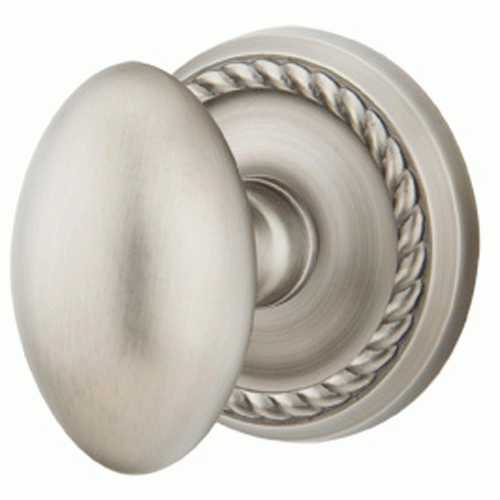 EMTEK Solid Brass Egg Door Knob Set With Rope Rosette